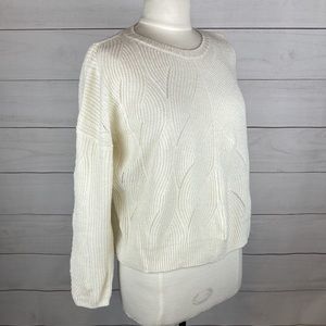 Anthropologie Airy Cabled Sweater White S